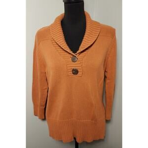 Autumn Burnt Orange Sweater Size L Preppy, Fall, Classy Cowl Collar Academic 🍁